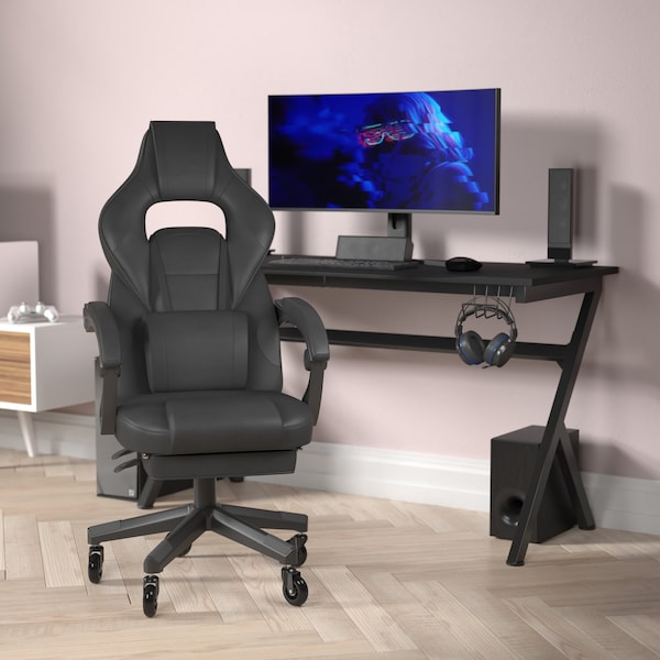 Flash Furniture Black LeatherSoft Gaming Chair with Skater Wheels CH-00288-BK-BK-RLB-GG - main